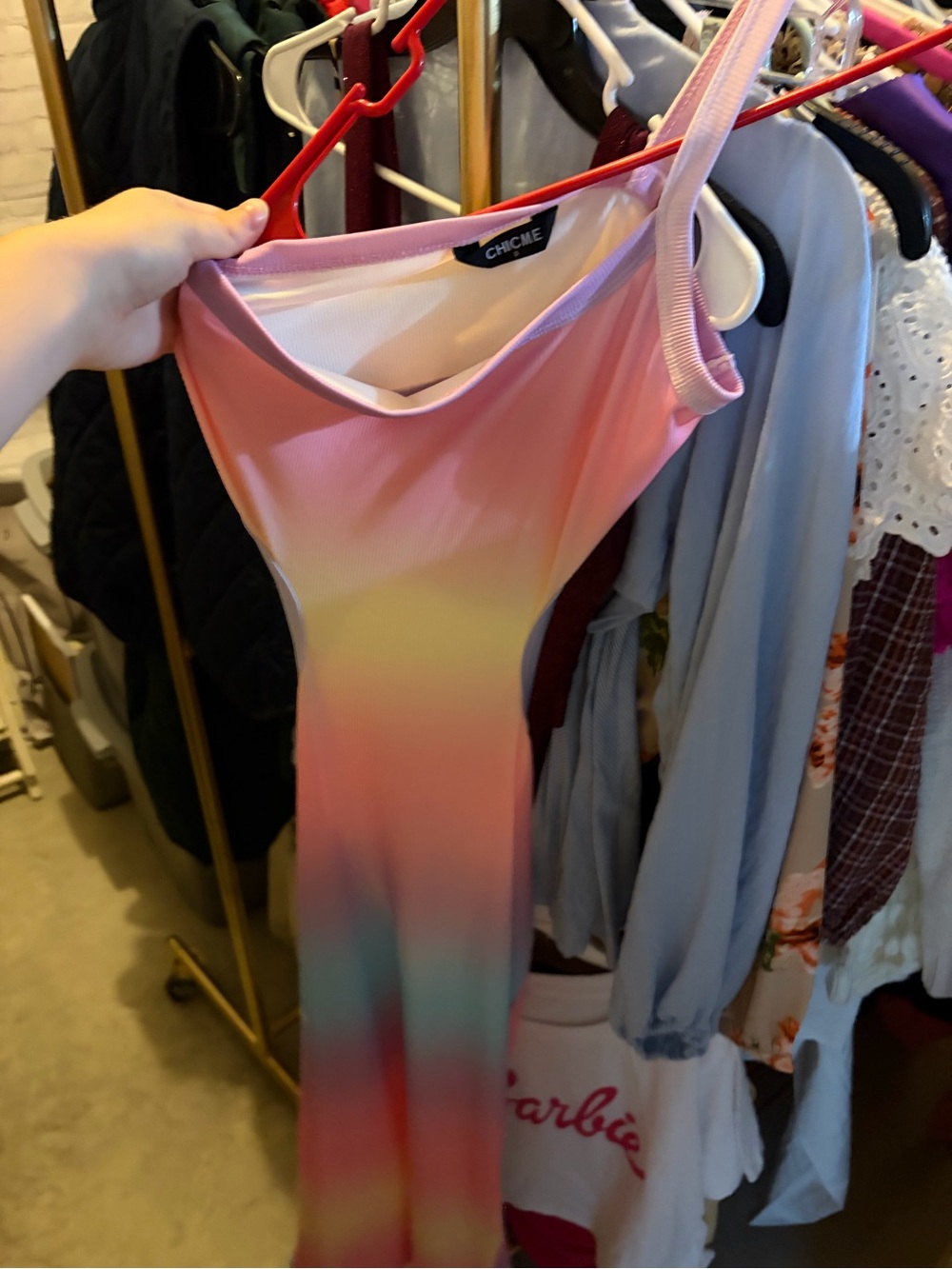 CHICME Pink Gradient Asymmetrical Bodycon Dress